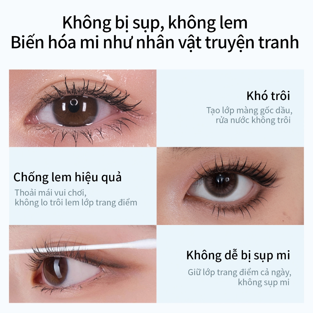 Mascara Mooekiss 2 Đầu 6.5g, Làm Dày & Dài Mi, Chống Nước Mồ Hôi, Không Lem, Giữ Cong Tốt, Chống Nước,Chống Mồ Hôi, Không Lem, Làm Dày, Làm Dài