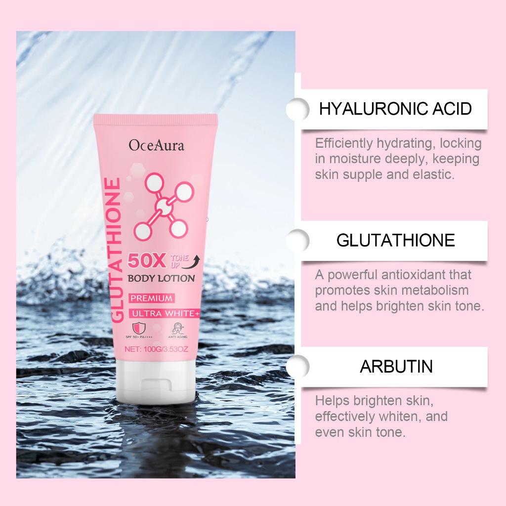 Sữa dưỡng thể OceAura Glutathione, Glutathione 50x Tone up Body Lotion, Glutathione Cream 100g / 3.53oz