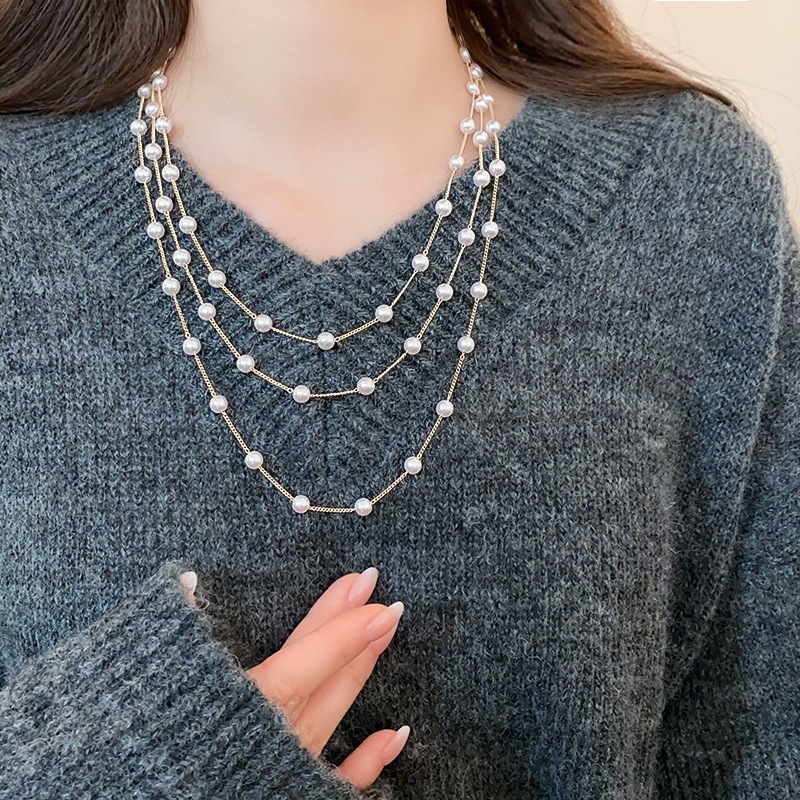 Vòng cổ ngọc trai nhiều lớp cổ điển, sang trọng - Phụ kiện thời trang cao cấp dễ phối