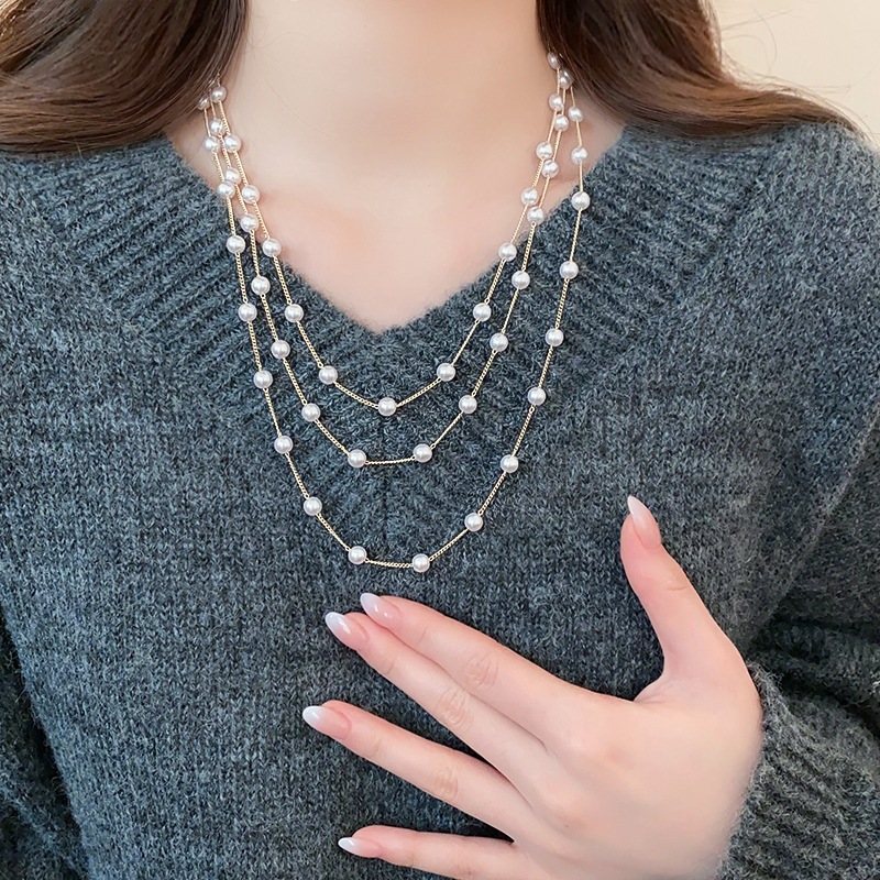 Vòng cổ ngọc trai nhiều lớp cổ điển, sang trọng - Phụ kiện thời trang cao cấp dễ phối