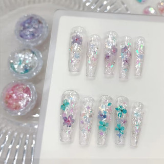 ANNIES Làm Móng Tay Trang Trí DIY Hoa Khô Opal Bột Mịn Nhấp Nháy Phân Cực Giả Tưởng Móng Tay Kim Sa Lấp Lánh