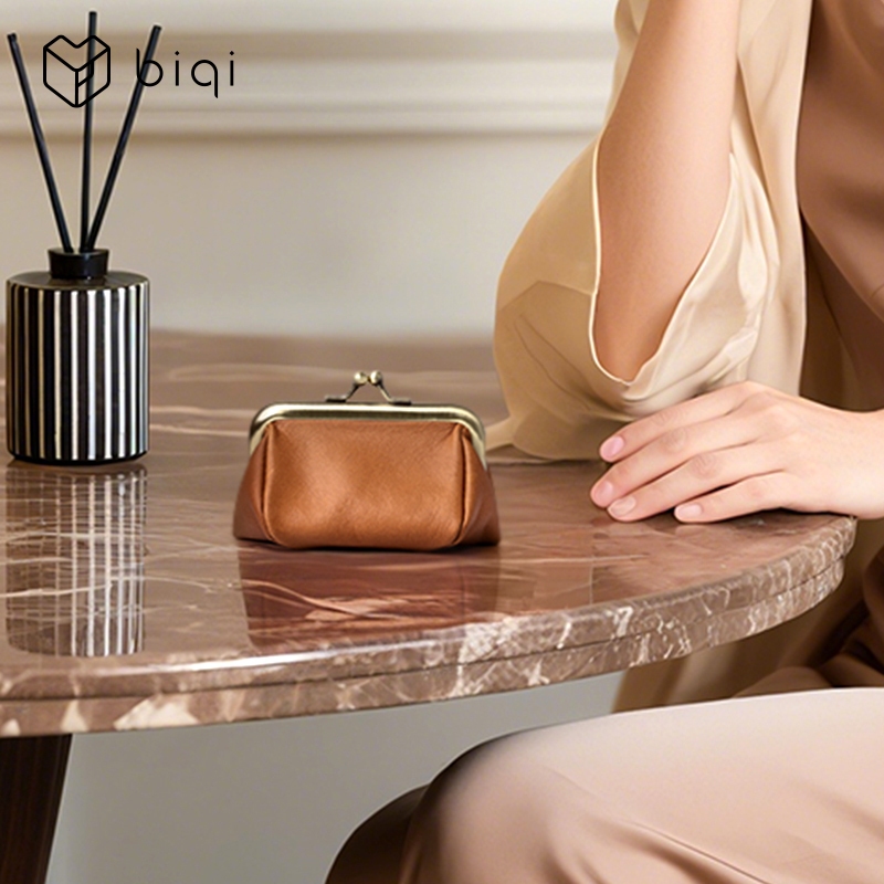 CASEGRACE Da Thật Chính Hãng Mini Hộp Trang Sức Di Động Vintage Lấy Cảm Hứng Từ Da Thật Ví Đựng Tiền Xu Hộp Đựng Trang Sức Có Khóa Nụ Hôn Mini Nhẫn Du Lịch Dành Cho Nữ Để Bảo Quản Bông Tai
