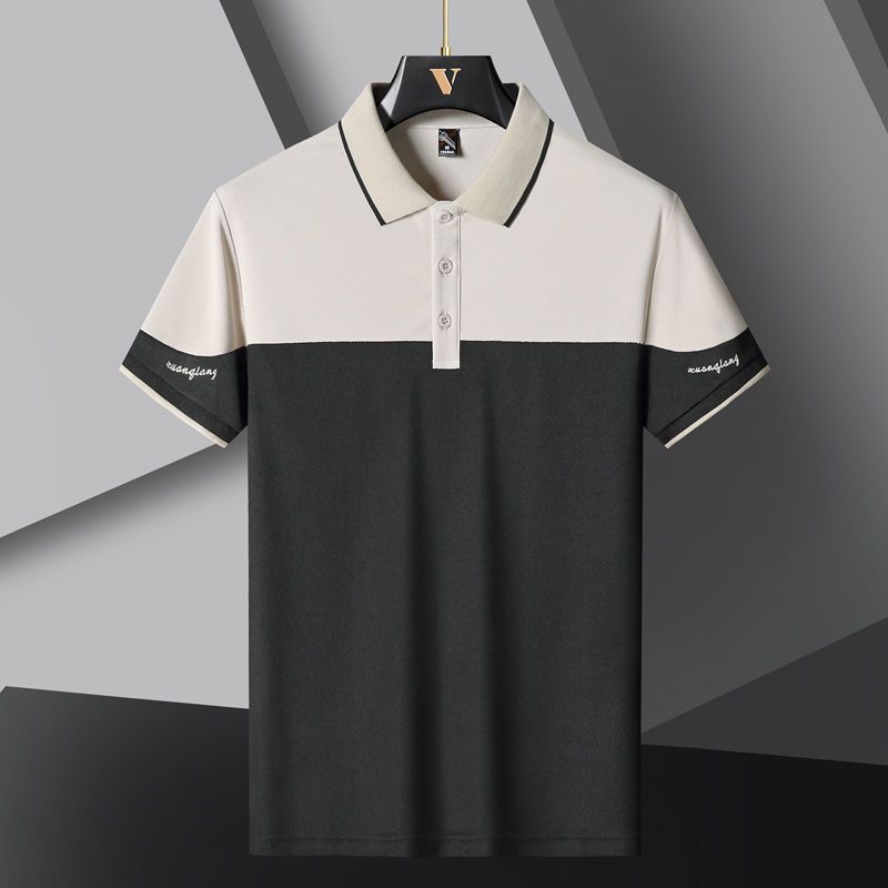 Nam Tay Ngắn Áo Sơ Mi Polo Ve Áo Cổ Đen Doanh Nhân Áo Sơ Mi Polo Áo Thun Thường Ngày