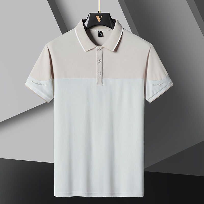 Nam Tay Ngắn Áo Sơ Mi Polo Ve Áo Cổ Đen Doanh Nhân Áo Sơ Mi Polo Áo Thun Thường Ngày
