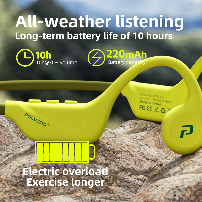Tai nghe dẫn truyền xương thể thao Polvcdg-X1- Bluetooth 5.4IPX6 Chống mồ hôi Chạy bộ / Thể dục / Yoga / Đi xe đạp Tai nghe màu thể thao có micrô | BigBuy360 - bigbuy360.vn