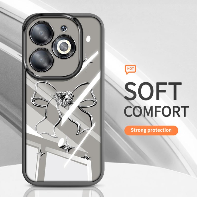YBD Trong Suốt Ốp Lưng Điện Thoại infinix Smart 8 HD Plus Pro ITEL P55 Hot 40i Tecno Spark Go 2024 Spark 20 20C POP 8 X6525B X6525 X6526 INS Hàn Quốc Nơ Tình Yêu Silicon Mềm Vỏ Thời Trang