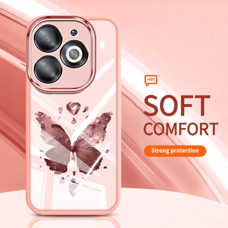 YBD Trong Suốt Ốp Lưng Điện Thoại infinix Smart 8 HD Plus Pro ITEL P55 Hot 40i Tecno Spark Go 2024 Spark 20 20C POP 8 X6525B X6525 X6526 INS Hàn Quốc Nơ Tình Yêu Silicon Mềm Vỏ Thời Trang