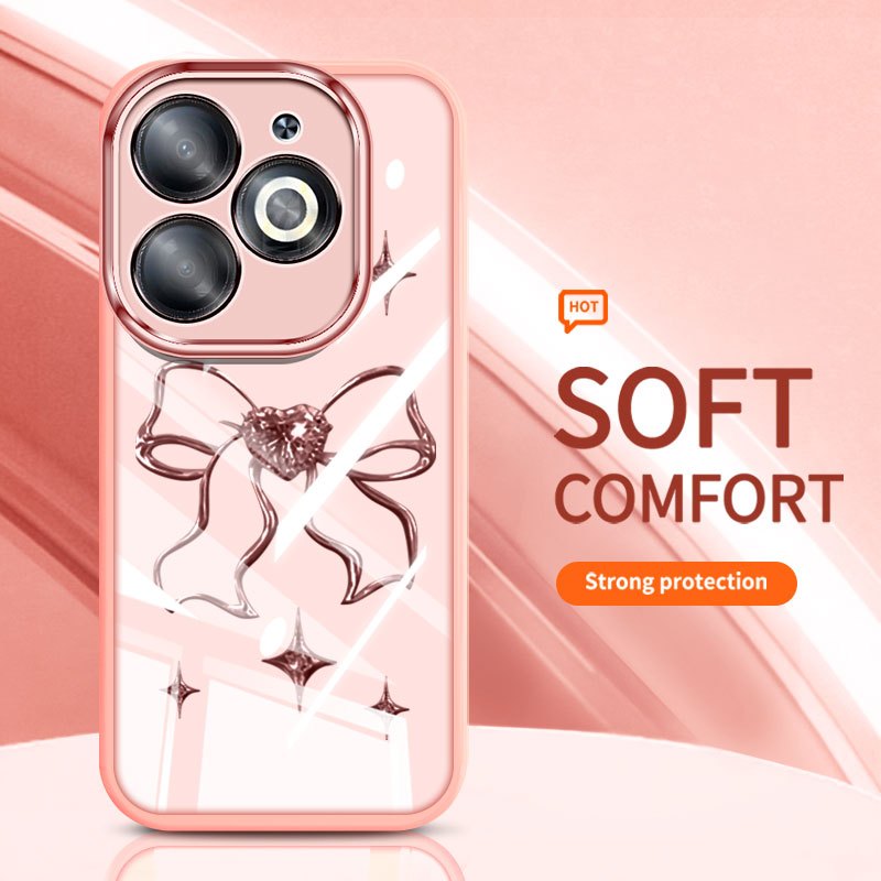 YBD Trong Suốt Ốp Lưng Điện Thoại infinix Smart 8 HD Plus Pro ITEL P55 Hot 40i Tecno Spark Go 2024 Spark 20 20C POP 8 X6525B X6525 X6526 INS Hàn Quốc Nơ Tình Yêu Silicon Mềm Vỏ Thời Trang