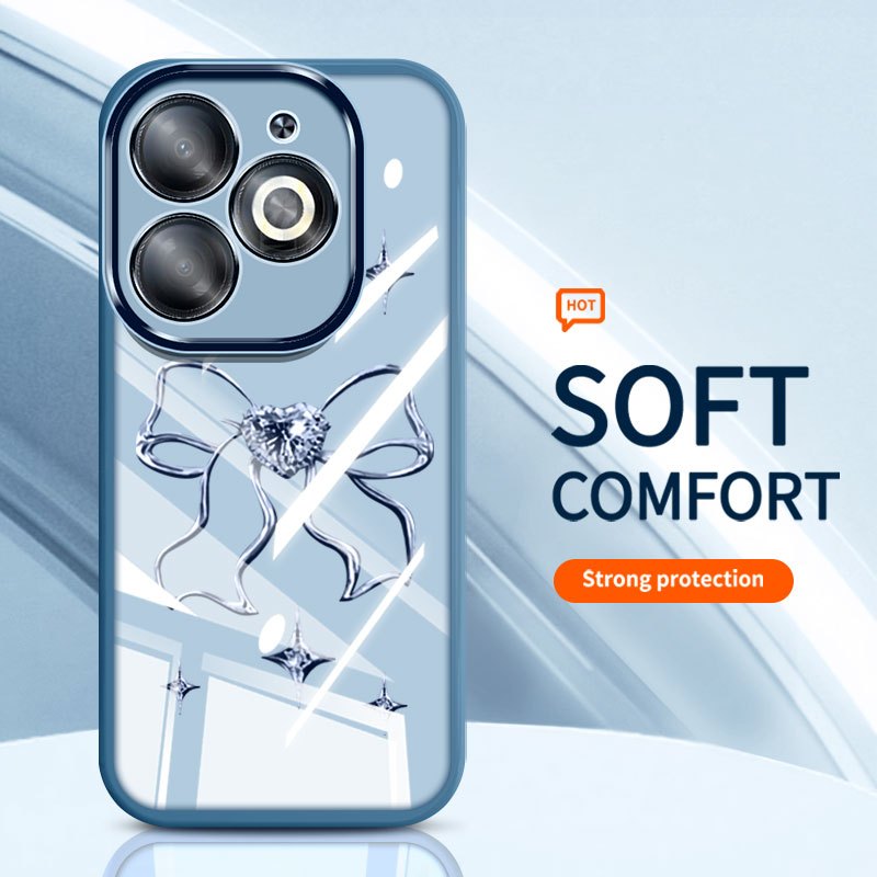 YBD Trong Suốt Ốp Lưng Điện Thoại infinix Smart 8 HD Plus Pro ITEL P55 Hot 40i Tecno Spark Go 2024 Spark 20 20C POP 8 X6525B X6525 X6526 INS Hàn Quốc Nơ Tình Yêu Silicon Mềm Vỏ Thời Trang