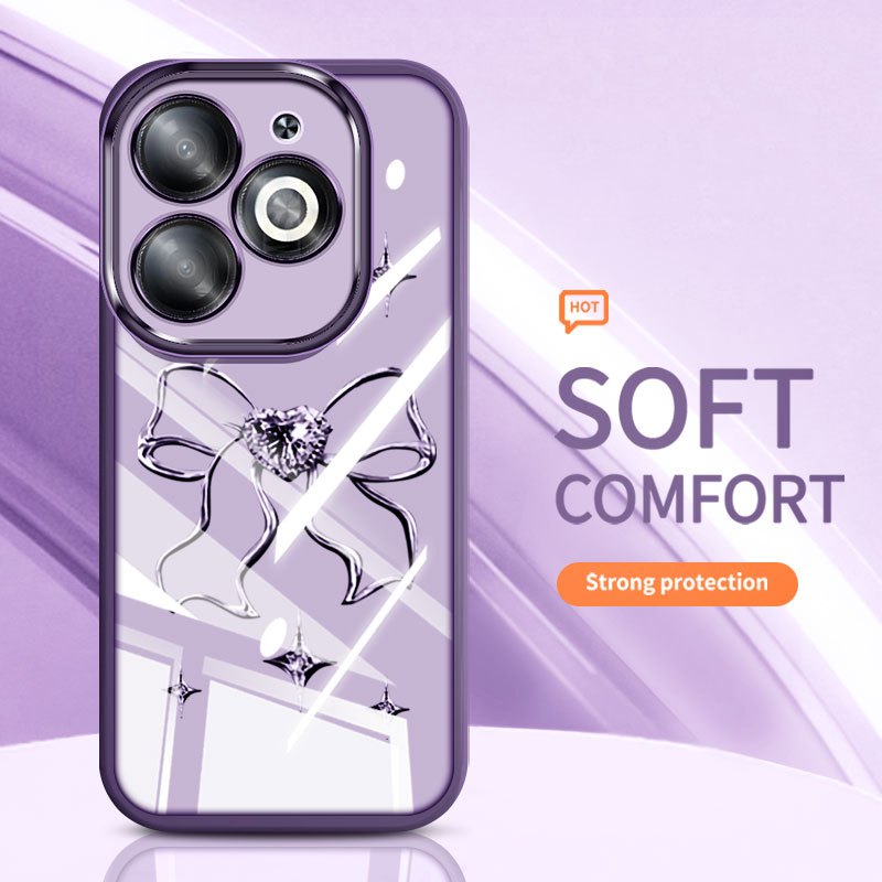 YBD Trong Suốt Ốp Lưng Điện Thoại infinix Smart 8 HD Plus Pro ITEL P55 Hot 40i Tecno Spark Go 2024 Spark 20 20C POP 8 X6525B X6525 X6526 INS Hàn Quốc Nơ Tình Yêu Silicon Mềm Vỏ Thời Trang