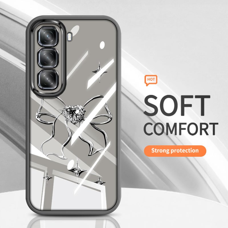 Ốp Điện Thoại Trong Suốt YBD Cho Infinix HOT 60i Hot 60 Pro Plus Hot 60 Pro + X6726 X6728 X6728B X685 X6886 Hàn Quốc INS Nơ Tình Yêu Silicon Mềm Vỏ Thời Trang