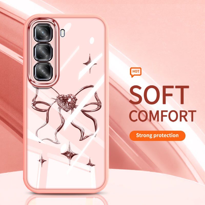 Ốp Điện Thoại Trong Suốt YBD Cho Infinix HOT 60i Hot 60 Pro Plus Hot 60 Pro + X6726 X6728 X6728B X685 X6886 Hàn Quốc INS Nơ Tình Yêu Silicon Mềm Vỏ Thời Trang