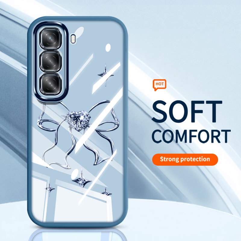 Ốp Điện Thoại Trong Suốt YBD Cho Infinix HOT 60i Hot 60 Pro Plus Hot 60 Pro + X6726 X6728 X6728B X685 X6886 Hàn Quốc INS Nơ Tình Yêu Silicon Mềm Vỏ Thời Trang