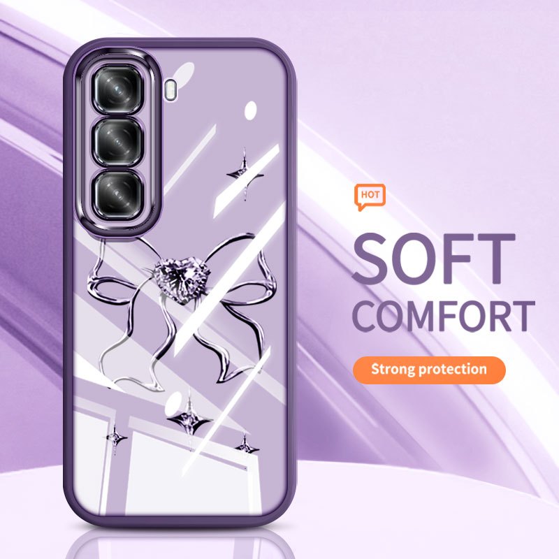 Ốp Điện Thoại Trong Suốt YBD Cho Infinix HOT 60i Hot 60 Pro Plus Hot 60 Pro + X6726 X6728 X6728B X685 X6886 Hàn Quốc INS Nơ Tình Yêu Silicon Mềm Vỏ Thời Trang