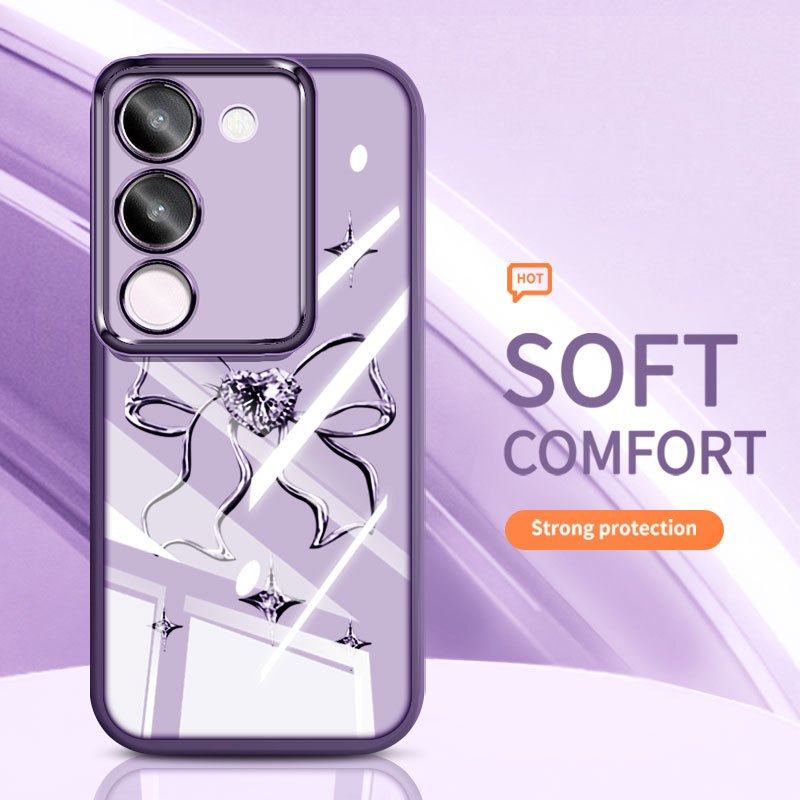 YBD Trong Suốt Ốp Lưng Điện Thoại Vivo V29E Y200 5G V27 Pro V27E V29 Pro 5G Hàn Quốc INS Nơ Tình Yêu Silicon Mềm Thời Trang Vỏ