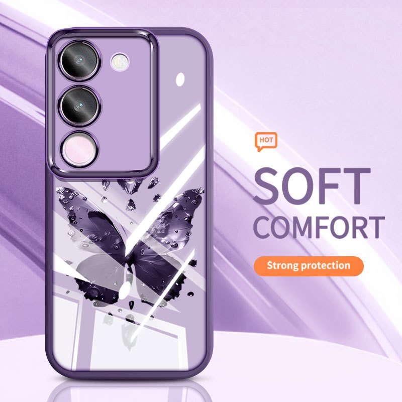 YBD Trong Suốt Ốp Lưng Điện Thoại Vivo V29E Y200 5G V27 Pro V27E V29 Pro 5G Hàn Quốc INS Nơ Tình Yêu Silicon Mềm Thời Trang Vỏ