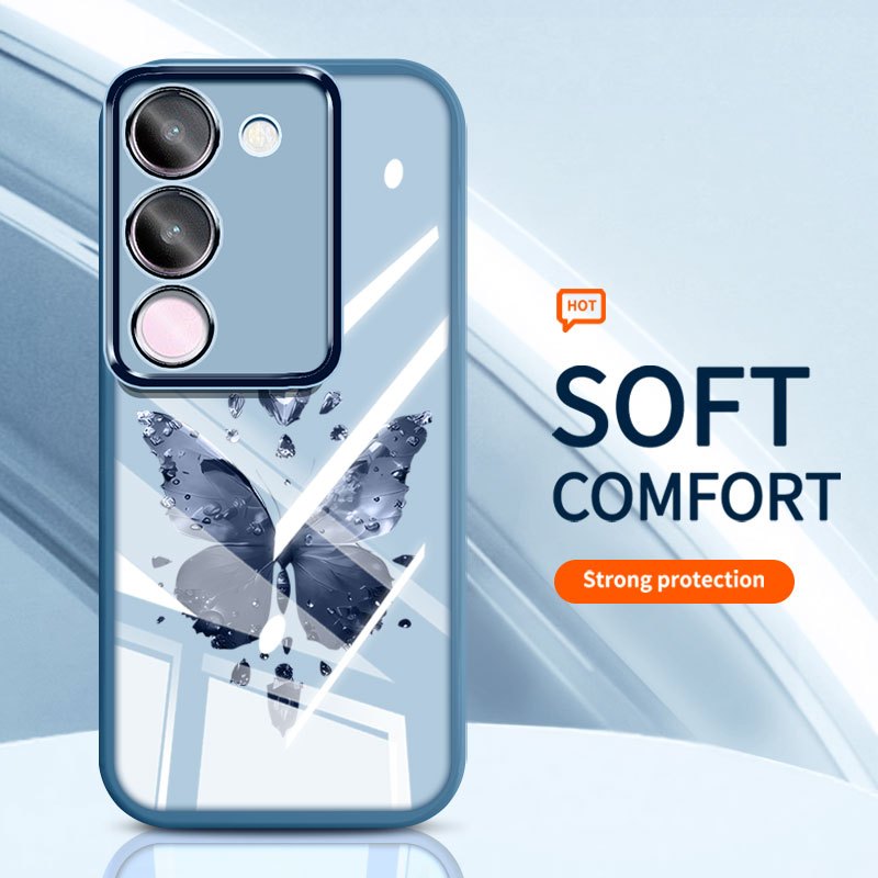 YBD Trong Suốt Ốp Lưng Điện Thoại Vivo V29E Y200 5G V27 Pro V27E V29 Pro 5G Hàn Quốc INS Nơ Tình Yêu Silicon Mềm Thời Trang Vỏ