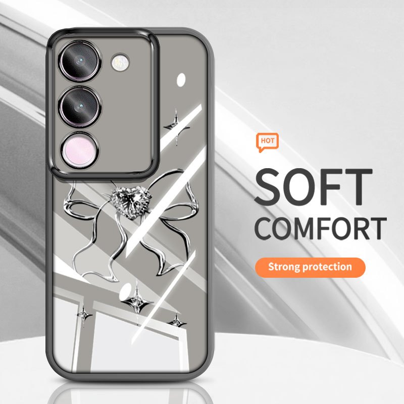 YBD Trong Suốt Ốp Lưng Điện Thoại Vivo V29E Y200 5G V27 Pro V27E V29 Pro 5G Hàn Quốc INS Nơ Tình Yêu Silicon Mềm Thời Trang Vỏ