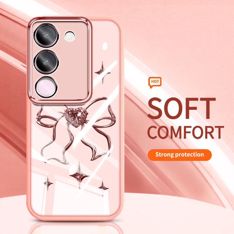 YBD Trong Suốt Ốp Lưng Điện Thoại Vivo V29E Y200 5G V27 Pro V27E V29 Pro 5G Hàn Quốc INS Nơ Tình Yêu Silicon Mềm Thời Trang Vỏ