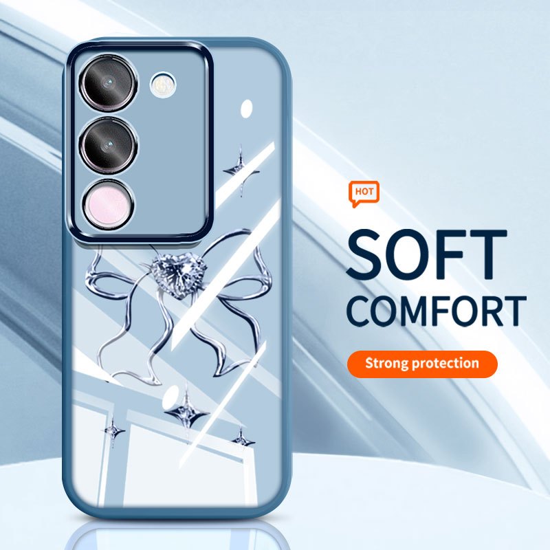 YBD Trong Suốt Ốp Lưng Điện Thoại Vivo V29E Y200 5G V27 Pro V27E V29 Pro 5G Hàn Quốc INS Nơ Tình Yêu Silicon Mềm Thời Trang Vỏ