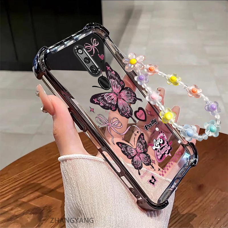 Ốp Lưng Cho OPPO F11 Thẩm Mỹ Họa Tiết Bướm Hồng Thiết Kế Mới Mạ Điện TPU Chống Sốc Vỏ Mềm Dây Pha Lê Miễn Phí