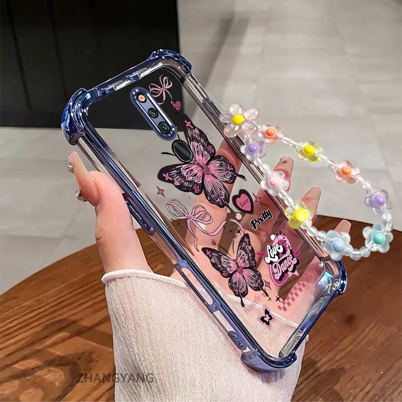 Ốp Lưng Cho OPPO F11 Thẩm Mỹ Họa Tiết Bướm Hồng Thiết Kế Mới Mạ Điện TPU Chống Sốc Vỏ Mềm Dây Pha Lê Miễn Phí