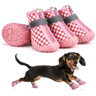 Giày cho chó-Giày chống nước cho chó Paw Protector cho vỉa hè nóng tuyết mùa đông, Booties cho chó có dải phản quang