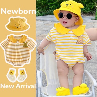 0-24 Tháng Tuổi Sơ Sinh Mùa Hè Áo Liền Quần Hải Quân Buộc Poonie Gấu Bé Trai Và Bé Gái Tay Ngắn Onesie
