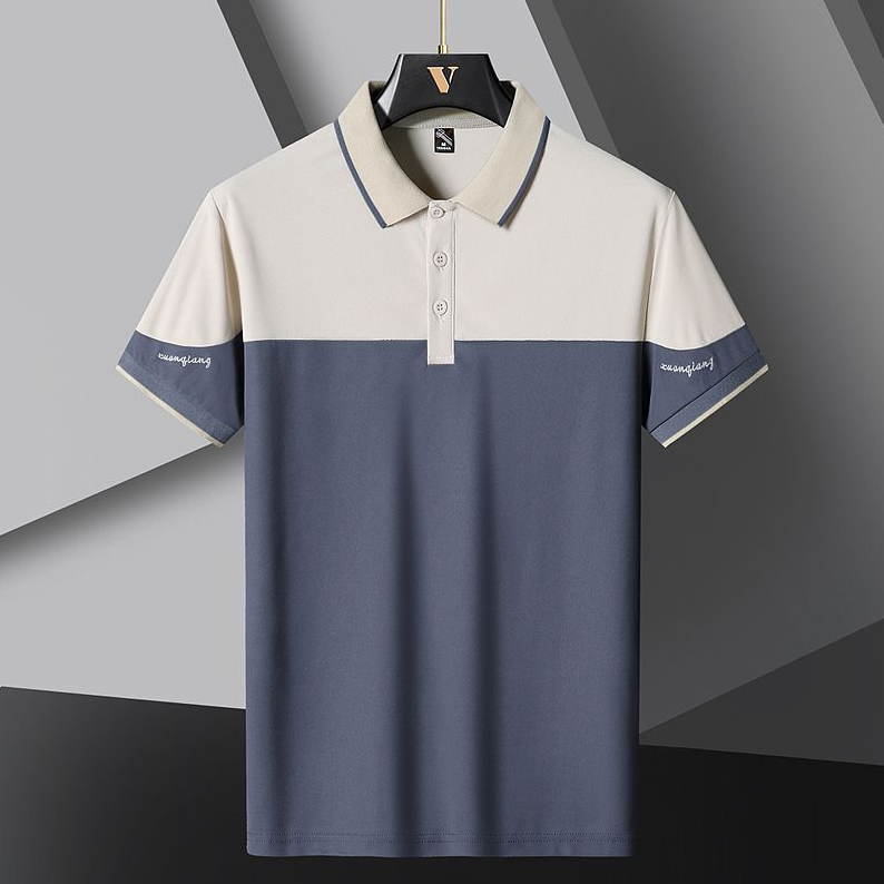 Nam Tay Ngắn Áo Sơ Mi Polo Ve Áo Cổ Đen Doanh Nhân Áo Sơ Mi Polo Áo Thun Thường Ngày