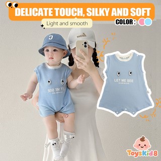Sơ sinh Bé trai Bé gái Cotton Hoạt hình dễ thương Màu xanh dáng rộng vừa vặn Áo liền quần mùa hè mềm mại và thoải mái (0-24 tháng)