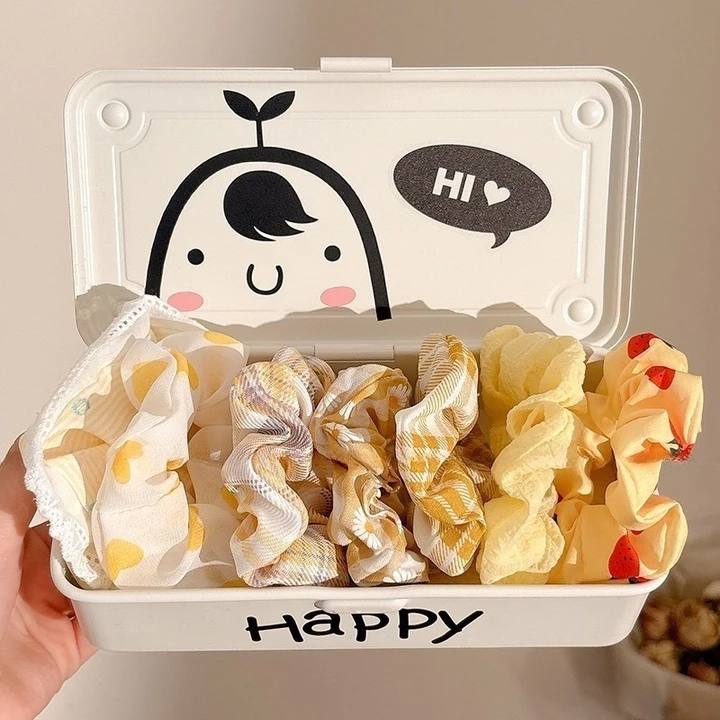 Set 10 Dây Buộc Tóc / Cột Tóc Scrunchies To Phồng Đẹp Thời Trang Hàn Quốc Phụ Kiện Tóc