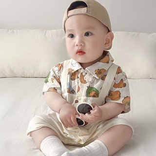Sơ Sinh Bé Trai Bé Gái Cotton Hoạt Hình Dễ Thương Chuột Lang Lỏng Lẻo Phù Hợp Với Áo Liền Quần Mùa Hè Mềm Mại Và Thoải Mái (0-24 tháng)