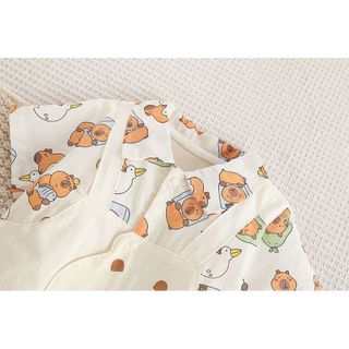 Sơ Sinh Bé Trai Bé Gái Cotton Hoạt Hình Dễ Thương Chuột Lang Lỏng Lẻo Phù Hợp Với Áo Liền Quần Mùa Hè Mềm Mại Và Thoải Mái (0-24 tháng)