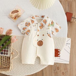 Sơ Sinh Bé Trai Bé Gái Cotton Hoạt Hình Dễ Thương Chuột Lang Lỏng Lẻo Phù Hợp Với Áo Liền Quần Mùa Hè Mềm Mại Và Thoải Mái (0-24 tháng)