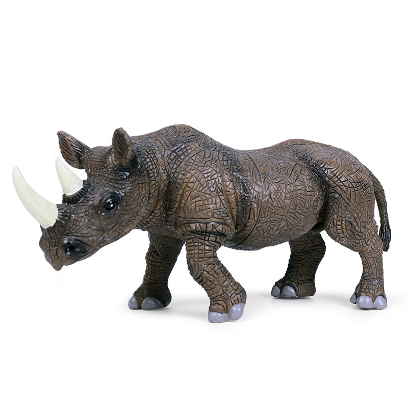 Mô phỏng tĩnh điện mô hình động vật hoang dã nam tê giác rhinoceros mô hình trẻ em mô phỏng nhận thức đồ chơi nhựa