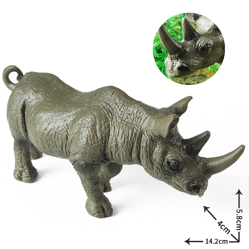 Trẻ em Mô phỏng nhận thức Mô hình động vật Hoang dã Tê giác Hippopotamus Bison Thế giới động vật Bộ đồ chơi bằng nhựa rắn
