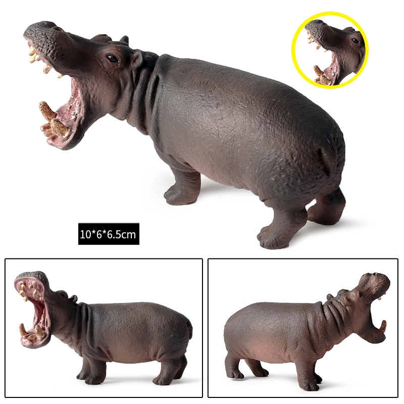 Trẻ em Mô phỏng nhận thức Mô hình động vật Hoang dã Tê giác Hippopotamus Bison Thế giới động vật Bộ đồ chơi bằng nhựa rắn