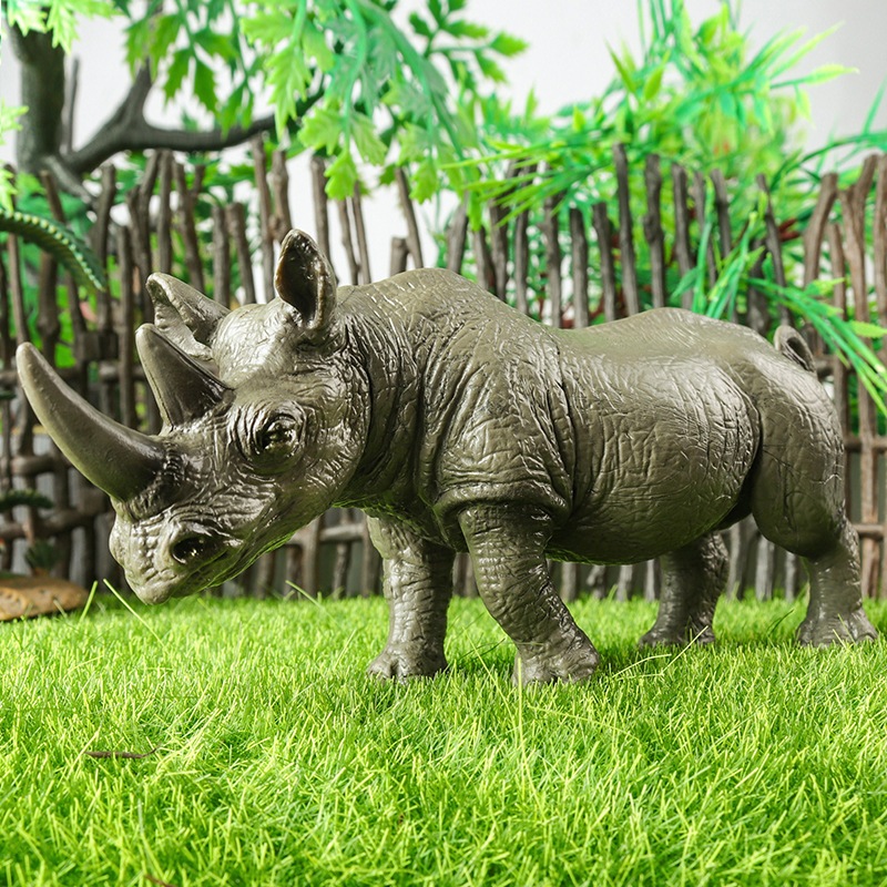 Trẻ em Mô phỏng nhận thức Mô hình động vật Hoang dã Tê giác Hippopotamus Bison Thế giới động vật Bộ đồ chơi bằng nhựa rắn