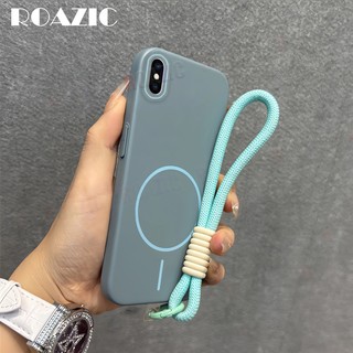 Ốp Điện Thoại Từ Tính Sang Trọng Tương Thích Cho iPhone 8 7 XS Max XR X XS Plus SE 2020 Sạc Không Dây Có Dây Đeo Tay Màu Kẹo Bảo Vệ Chống Sốc PC Cứng Matte Cover SR01