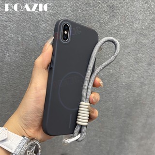 Ốp Điện Thoại Từ Tính Sang Trọng Tương Thích Cho iPhone 8 7 XS Max XR X XS Plus SE 2020 Sạc Không Dây Có Dây Đeo Tay Màu Kẹo Bảo Vệ Chống Sốc PC Cứng Matte Cover SR01