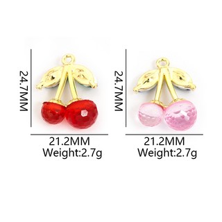 10 Chiếc Ngọt Ngào Hồng & Đỏ Anh Đào Quyến Rũ Với Đá Xanh, Bông Tai Vòng Cổ Bắt Mắt Sống Động Móc Khóa Dây Xích Điện Thoại Túi Phụ Kiện DIY Tạo Kiểu Trái Cây Nhựa & Mặt Dây Hợp Kim