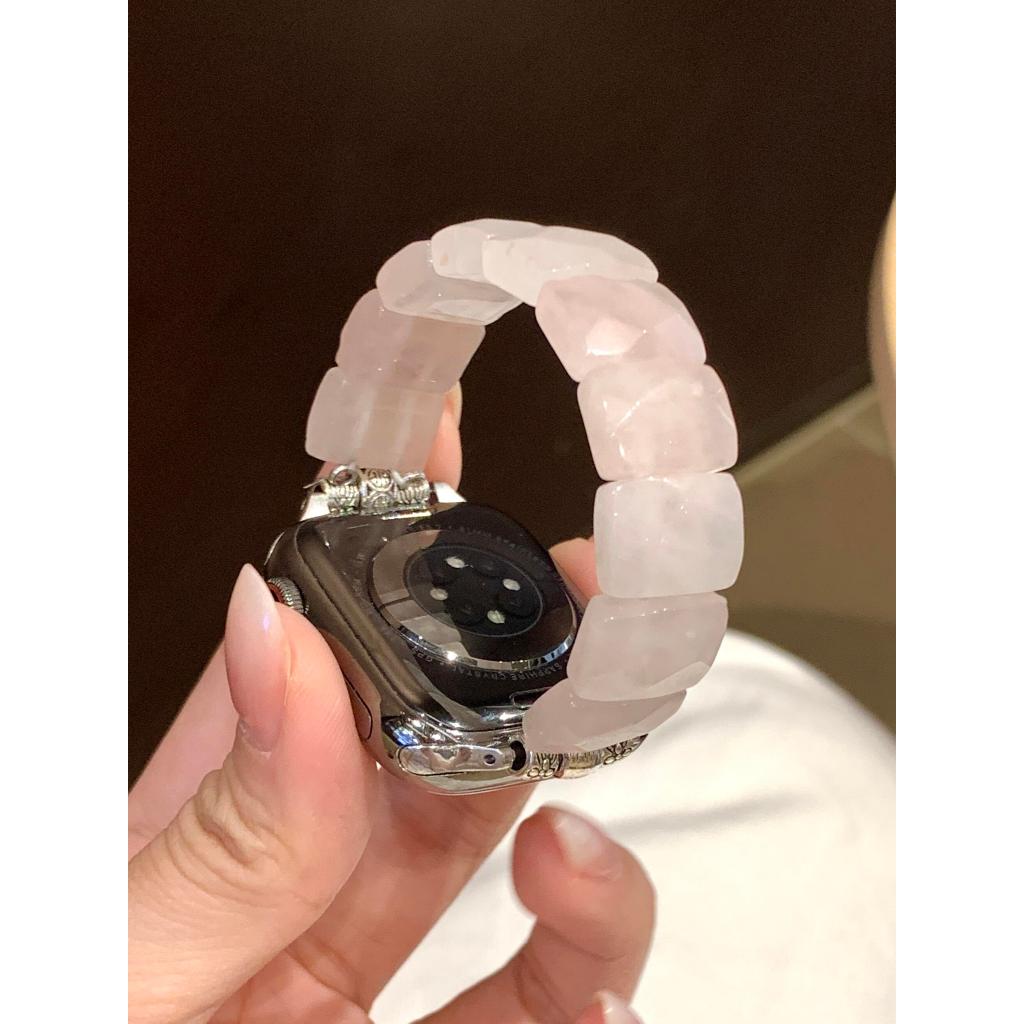 Phụ kiện đàn hồi pha lê màu hồng hạt lớn dành cho nữ cho Apple Watch S11 SE3 Ultra3 S10 S9 S8 SE S7 S6 Ultra 49mm 46mm 42mm 44mm 41mm 45mm Iwatch Band