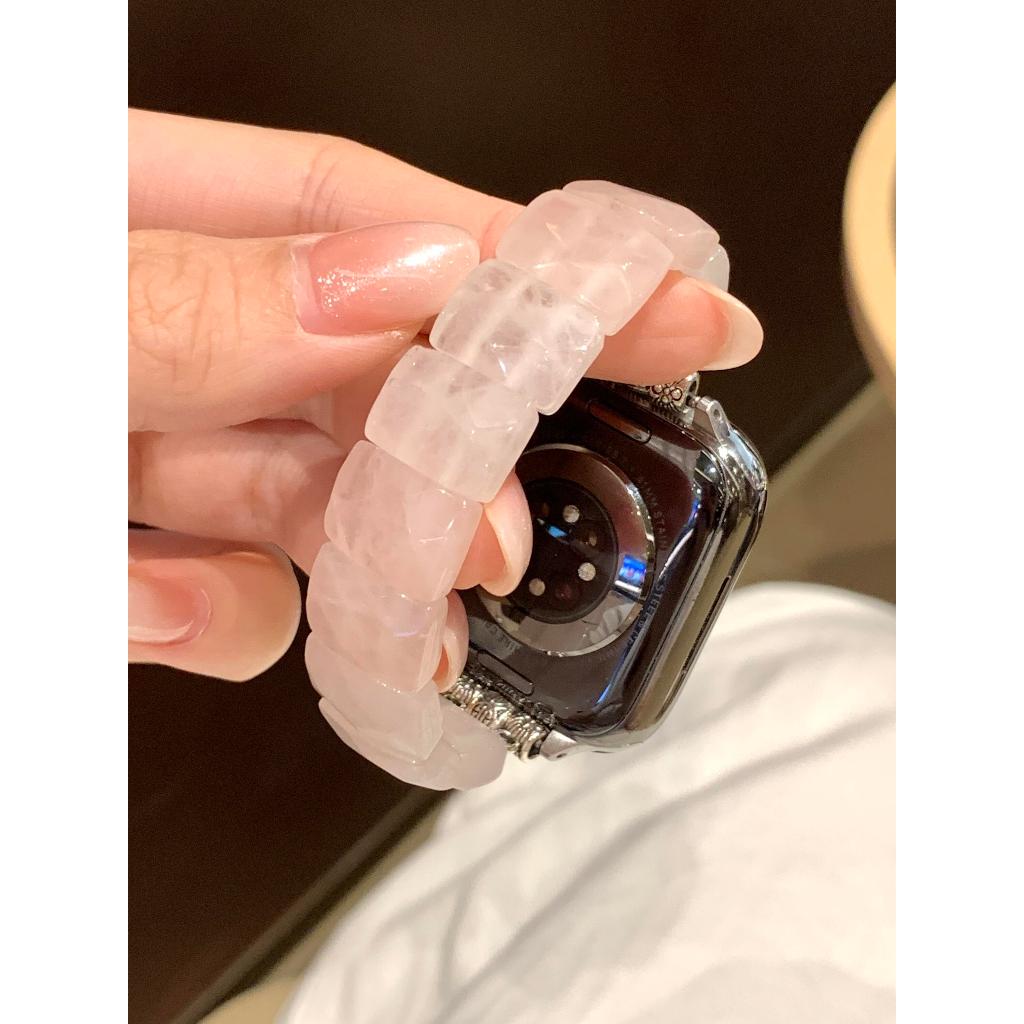 Phụ kiện đàn hồi pha lê màu hồng hạt lớn dành cho nữ cho Apple Watch S11 SE3 Ultra3 S10 S9 S8 SE S7 S6 Ultra 49mm 46mm 42mm 44mm 41mm 45mm Iwatch Band