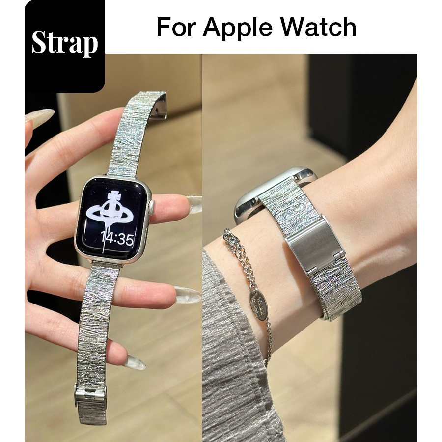 Dây đeo khóa bằng thép không gỉ có họa tiết dành cho nữ Thích hợp cho Apple Watch S11 SE3 Ultra3 S10 S9 S8 SE S7 S6 Ultra 49mm 46mm 42mm 44mm 41mm 45mm Dây đeo cổ tay