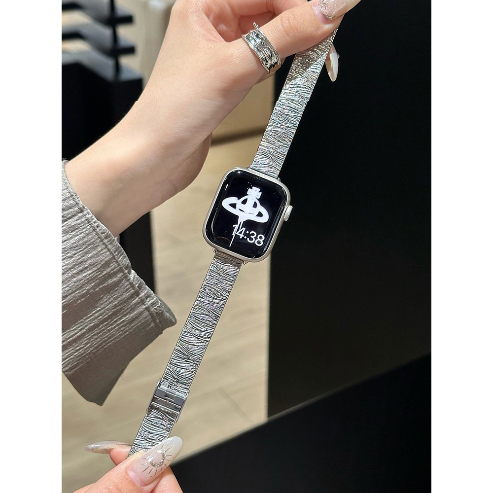 Dây đeo khóa bằng thép không gỉ có họa tiết dành cho nữ Thích hợp cho Apple Watch S11 SE3 Ultra3 S10 S9 S8 SE S7 S6 Ultra 49mm 46mm 42mm 44mm 41mm 45mm Dây đeo cổ tay