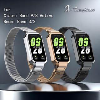 Dây đeo đồng hồ kim loại cho Xiaomi Smart Band 9 / 8 Active cho Redmi Band 3 / 2 Dây đeo bằng thép không gỉ Milanese từ tính cho Miband 9 / 8 Active