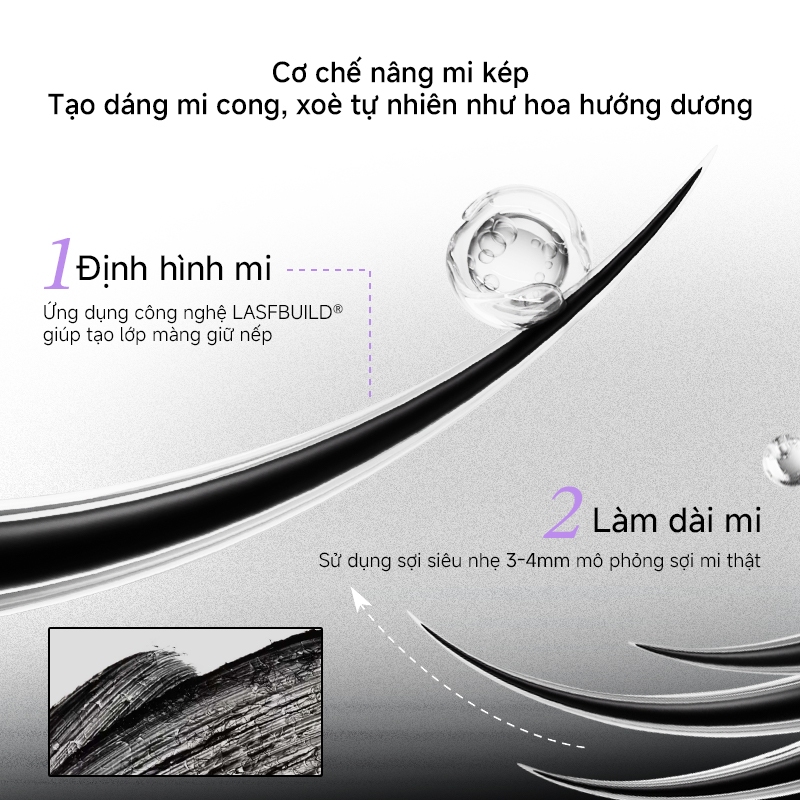Little Ondine Mascara Black Wing– Cọ chuốt mi độc quyền 3 mặt, làm dày, làm dài, giữ mi cong bền, không lem, không trôi suốt cả ngày dài 5g