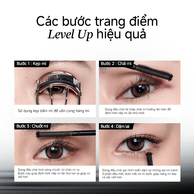 Little Ondine Mascara Black Wing– Cọ chuốt mi độc quyền 3 mặt, làm dày, làm dài, giữ mi cong bền, không lem, không trôi suốt cả ngày dài 5g