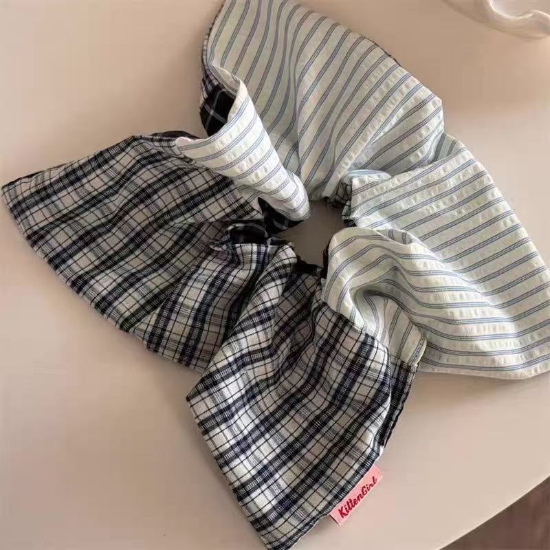 Nhẫn Tóc Kẻ Sọc Scrunchie Phong Cách Hàn Quốc, Dành Cho Tóc Nữ Nhẹ Nhàng