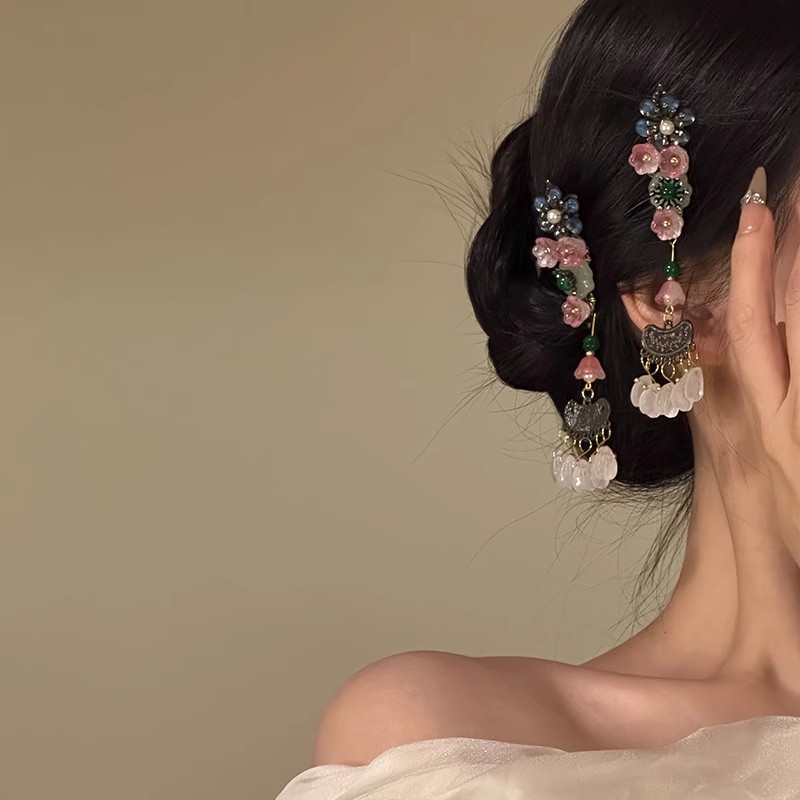 Kẹp Tóc Retrô Hoa Tua Rua - Phụ Kiên Thanh Lịch Cho Nữ